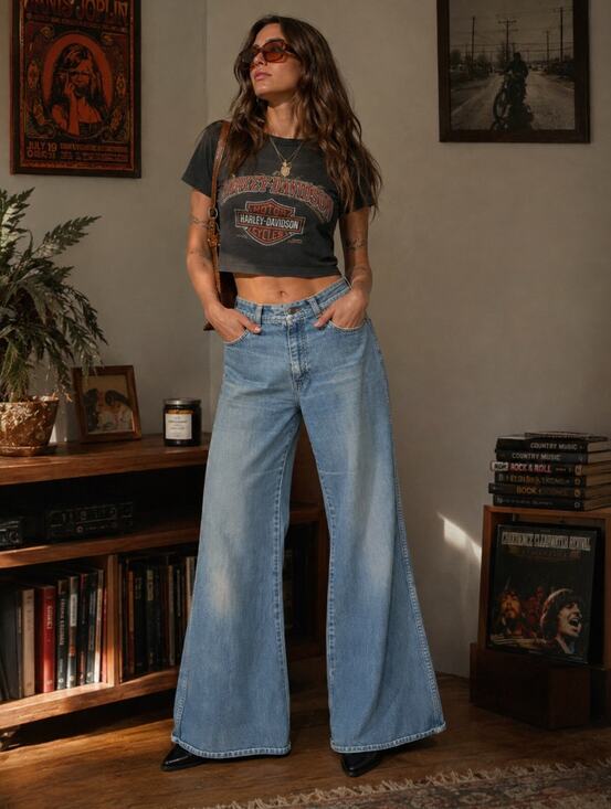 Vintage Denim - EUC 1970's Vintage High Waist Bell Bottom Light Wash Jeans